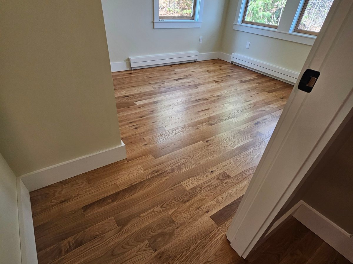 Solid white oak floor stained and finished on site in Odie's Oil hardwax oil